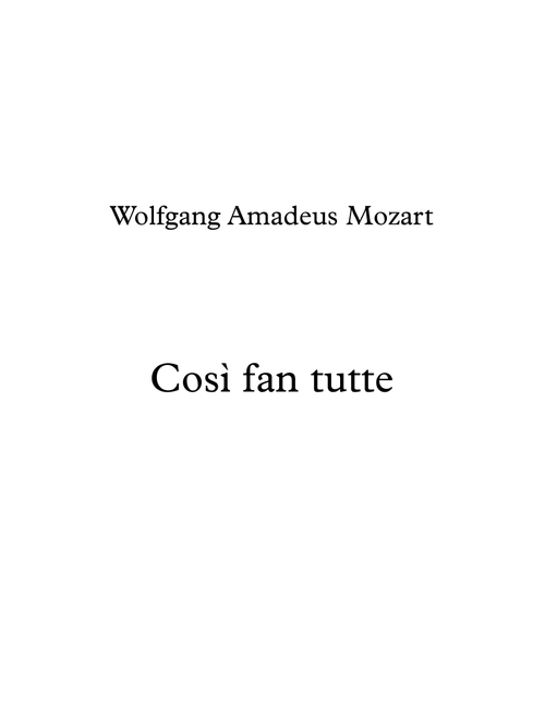 Cosi Fan Tutte - Overture for String Quartet (Arr. Harry Haden-Brown) - Mozart (Orchestra)