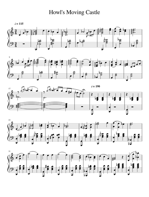 Howls Moving Castle (Solo Piano)