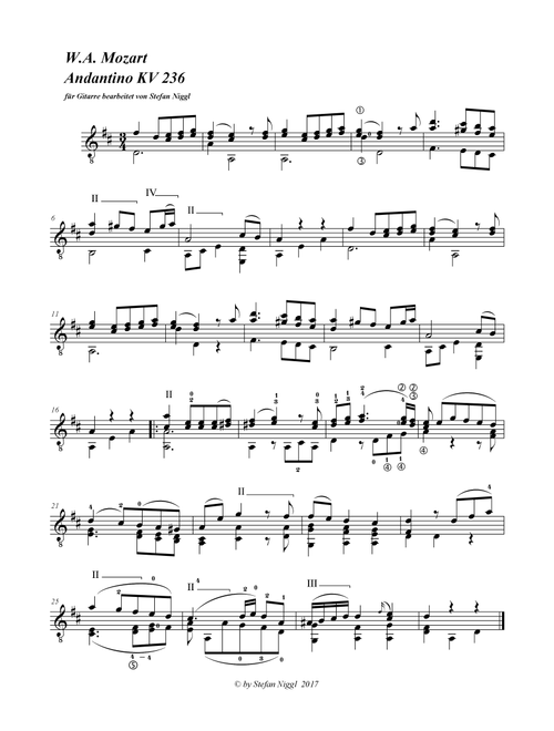 Andantino - KV 236 for Guitar (Arr. Stefan Niggl) - Wolfgang Amadeus Mozart (Solo Guitar)