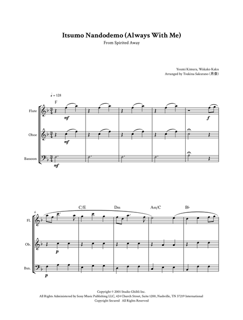 Itsumo Nandodemo (Always With Me) (Arr. Tsukina Sakurano (桜野 月奈)) - Youmi Kimura (Woodwind Ensemble)