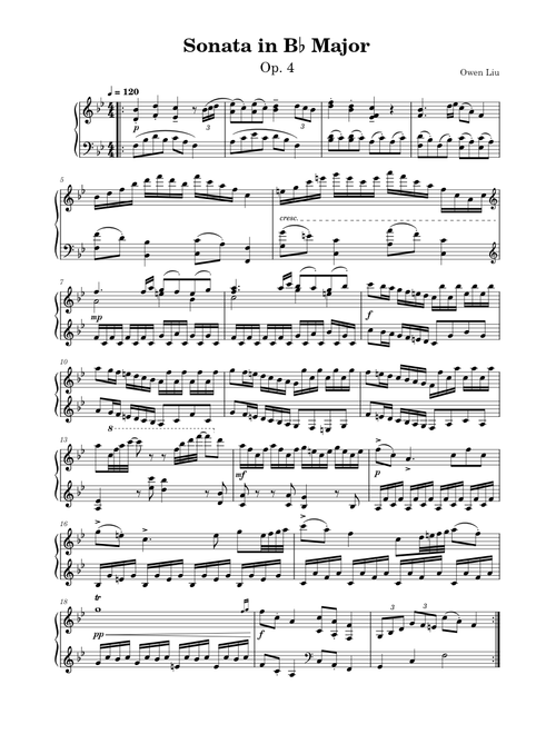 Sonata in B♭ Major - Owen Liu
