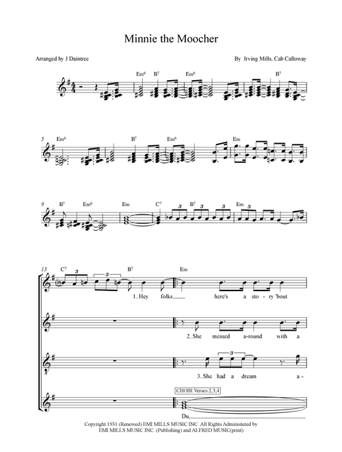 Minnie The Moocher (Arr. J. Daintree) - Big Bad Voodoo Daddy (Choral, 3-Part)