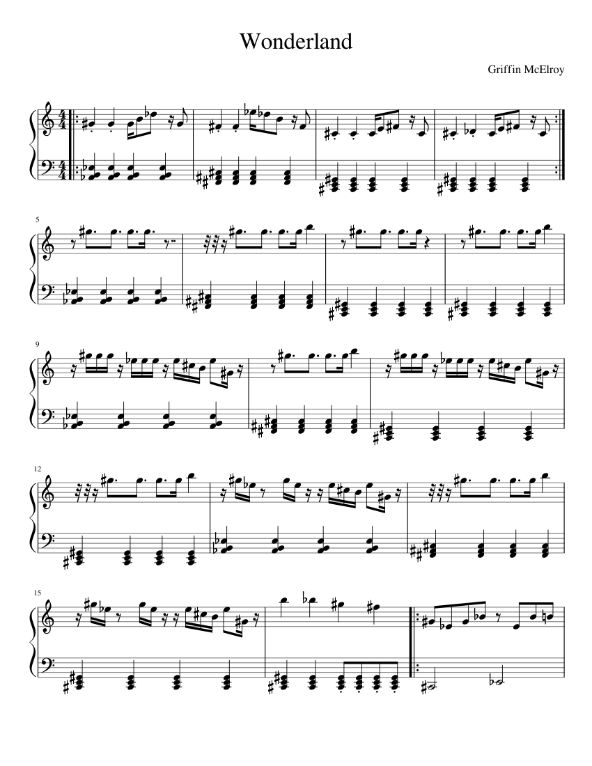 Wonderland Pt 3 Sheet music for Piano (Solo) Easy