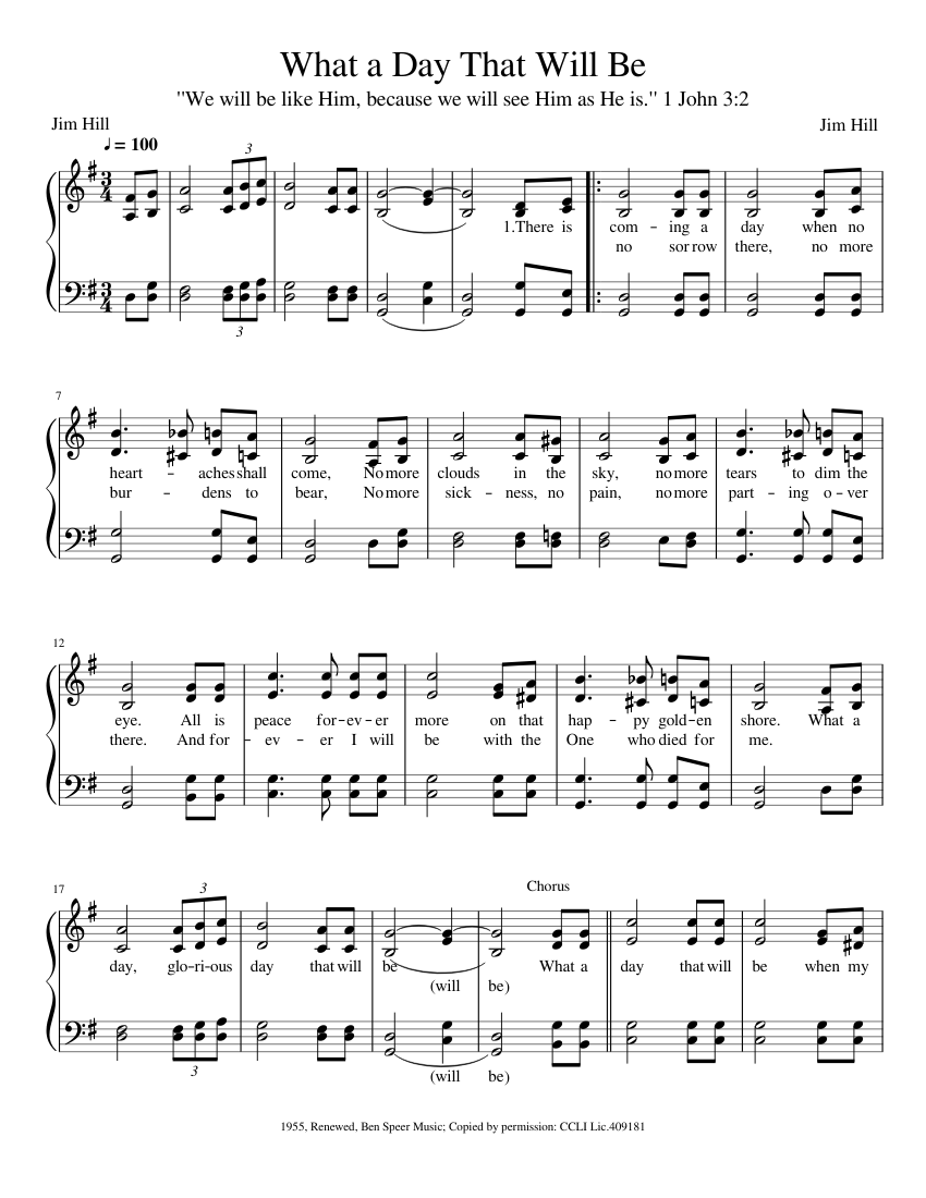 What a Day That Will Be (G) Sheet music for Piano (Solo) Easy 
