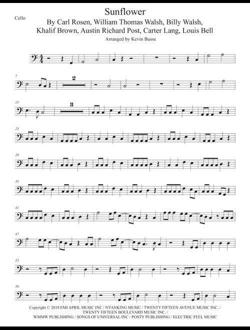 Sunflower (Arr. Kevin Busse) - Post Malone & Swae Lee (Cello Solo)