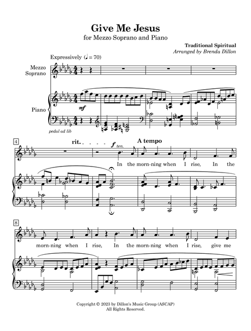 Give Me Jesus (Arr. Brenda Dillon) - Traditional Spiritual (Vocal Solo)