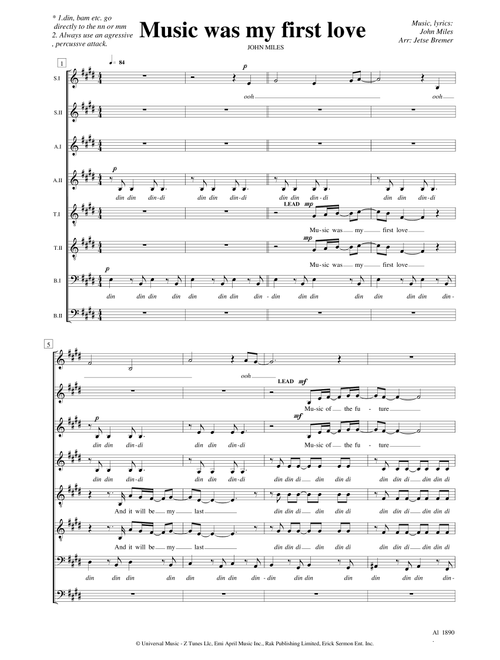 Music (Arr. Jetse Bremer) - John Miles (Choral, Mixed Choir)
