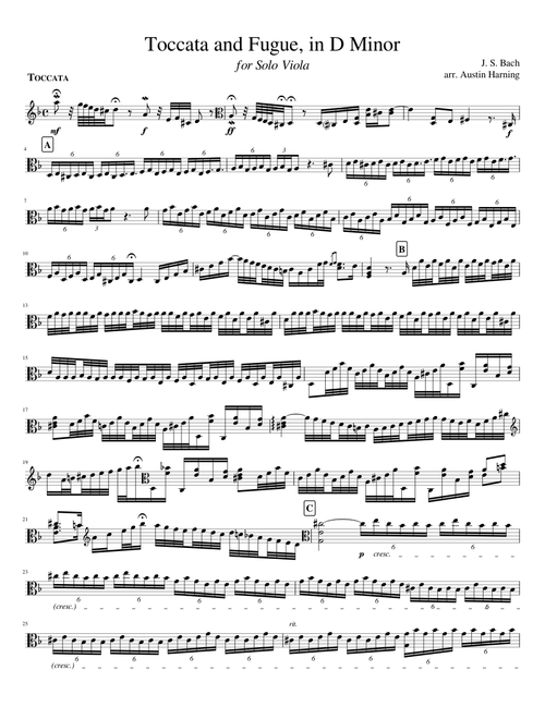 Toccata and Fugue in D Minor, for Solo Viola