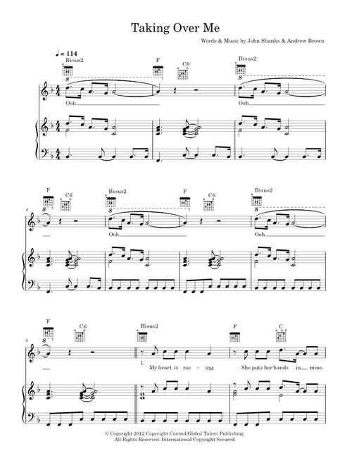 Taking over me - Lawson (Piano-Vocal-Guitar (Piano Accompaniment))