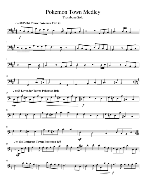 Pokemon Town Theme Medley - Trombone Solo