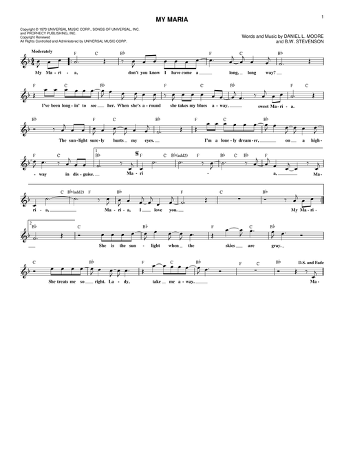 My Maria - Brooks & Dunn (Lead Sheet - Fake Book)