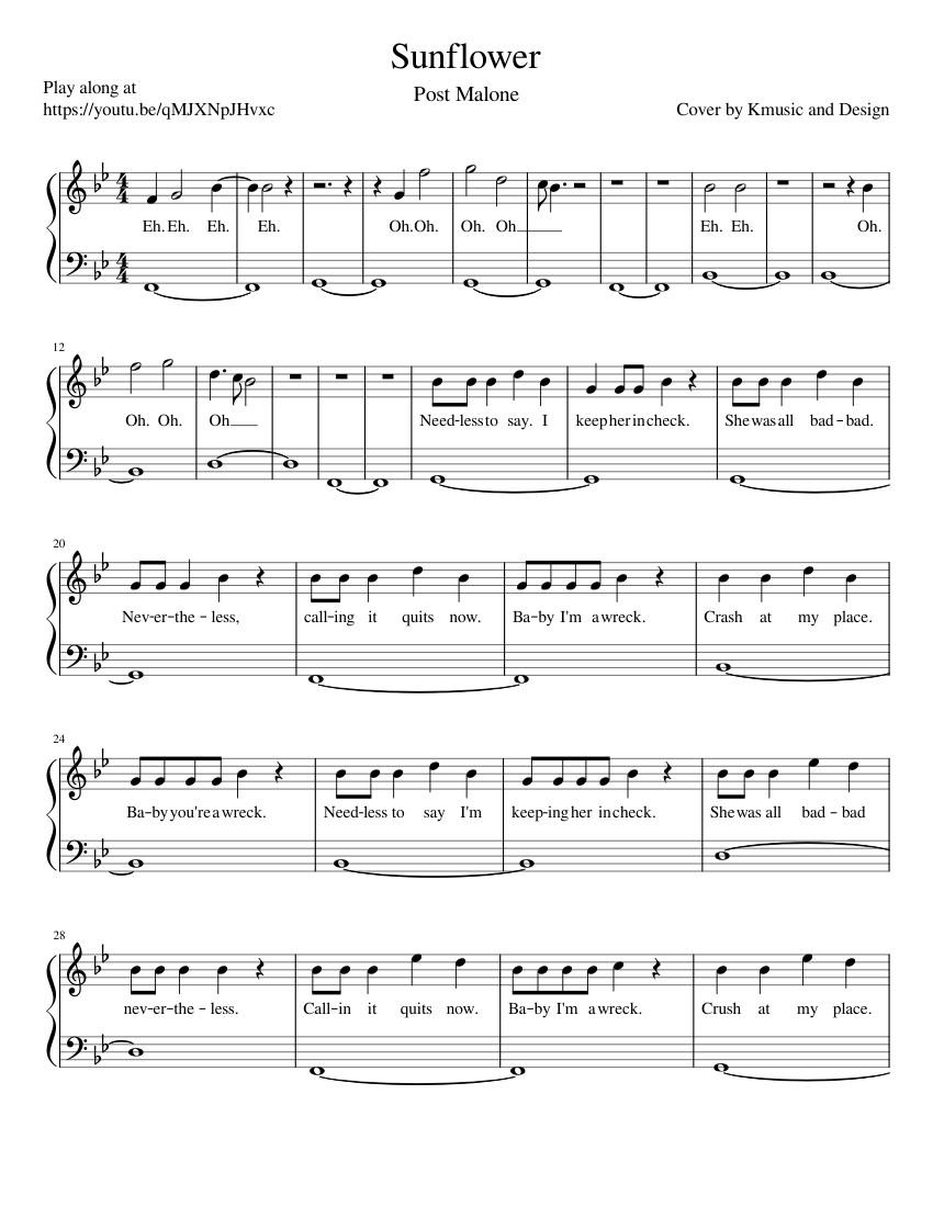 Sunflower Sheet music for Piano (Solo) | Musescore.com