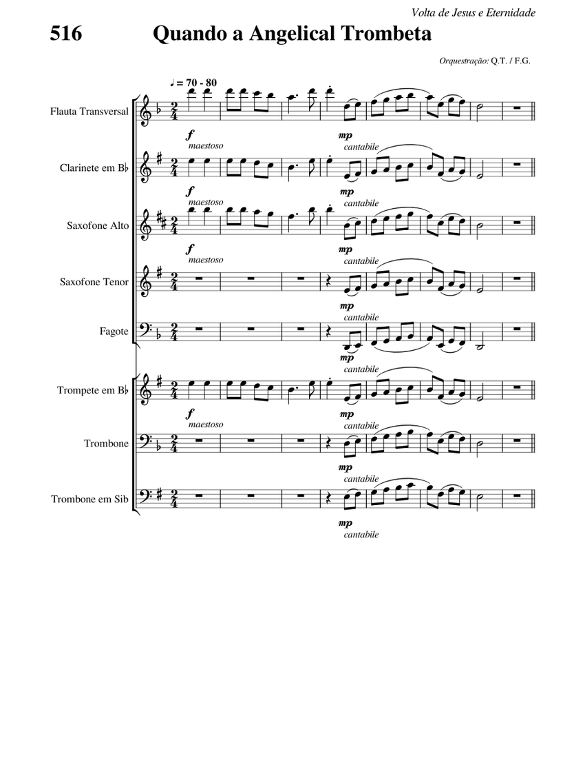 516 - Quando a Angelical Trombeta (Grade de Sopro) Sheet Music for ...