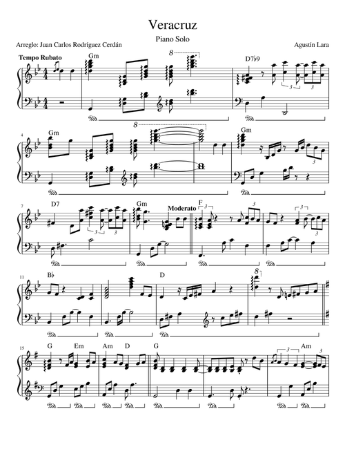 Veracruz (Arr. Juan Carlos Rodriguez Cerdan) - Placido Domingo (Piano Solo)