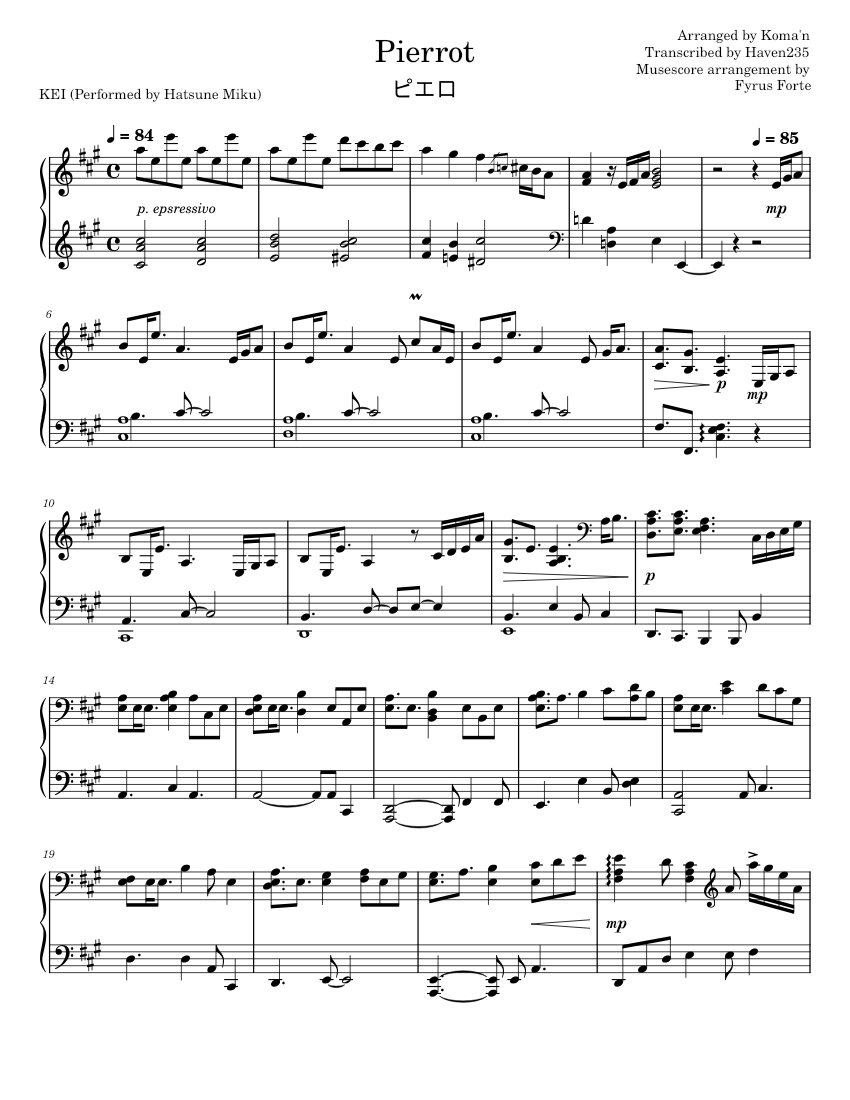Pierrot / ピエロ – KEI (Vocaloid music artist) feat. Hatsune Miku