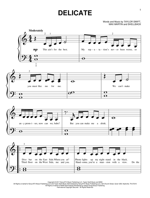 Delicate - Taylor Swift (Big Note Piano)