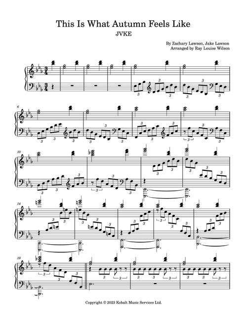 This Is What Autumn Feels Like (Arr. Ray Louise Wilson) - Jvke (Piano Solo)