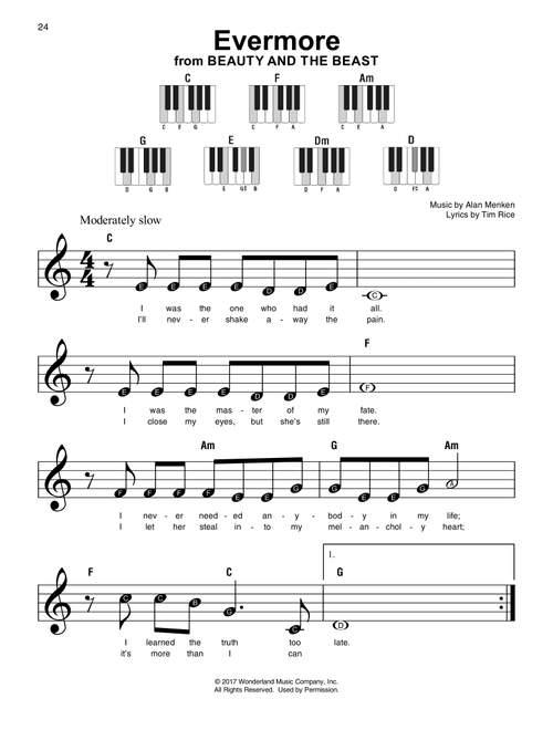 Evermore (from Beauty And The Beast) - Josh Groban (Super Easy Piano)