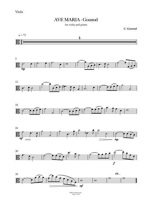 AVE MARIA Gounod (Arr. Zago) - Bach/Gounod (Viola and Piano)
