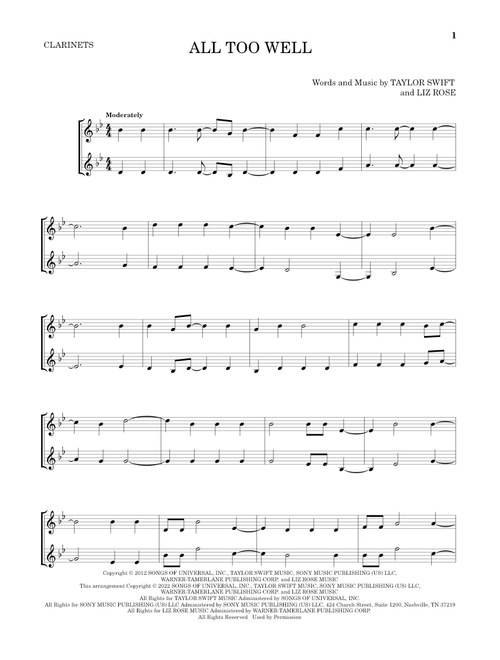 All Too Well - Taylor Swift (Clarinet Duet)