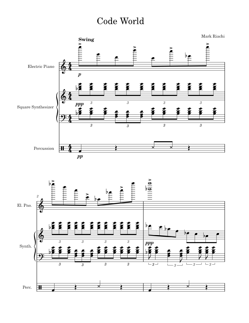 Code World Sheet music for Piano, Drum group, Synthesizer (Mixed ...