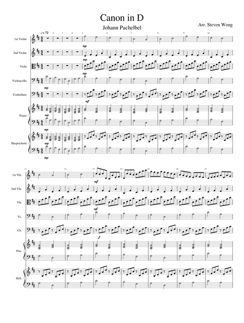 Pachelbel's Canon in D (Arranged for String Orchestra, Piano, and Harpsichord)