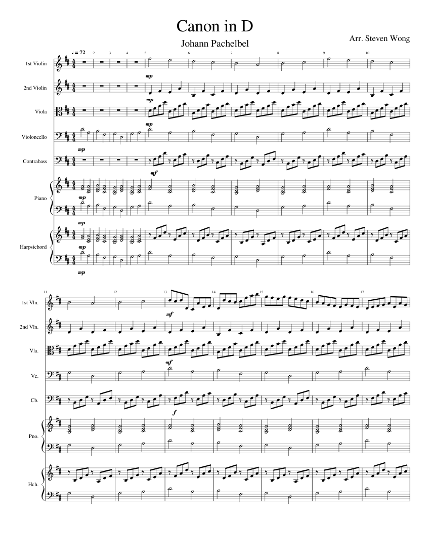 Canon in d instruments used top