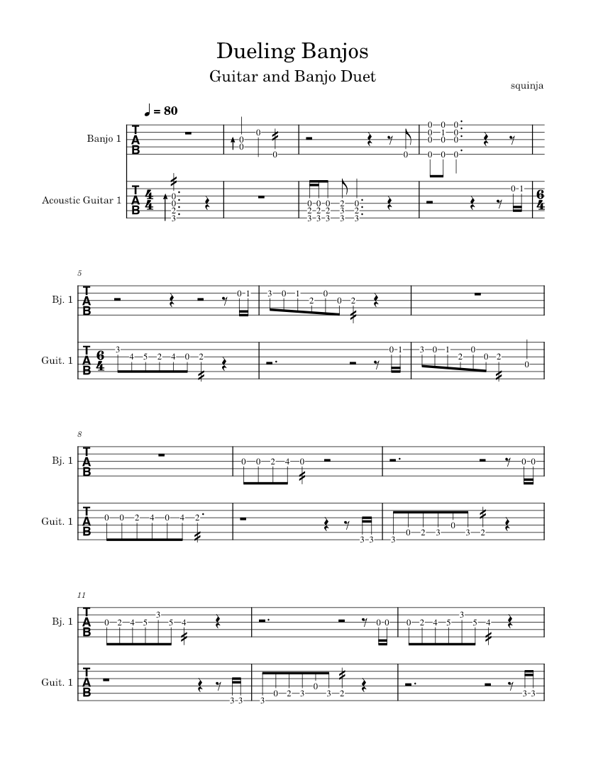 Dueling Banjos Sheet music for Guitar, Banjo (Mixed Duet)