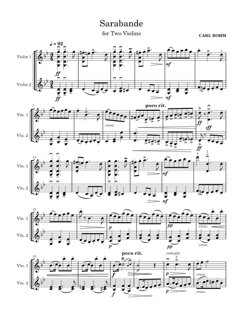 Sarabande (Albumblätter - 12 Melodische Vortragsstücke, Nr. 3) – Carl Bohm