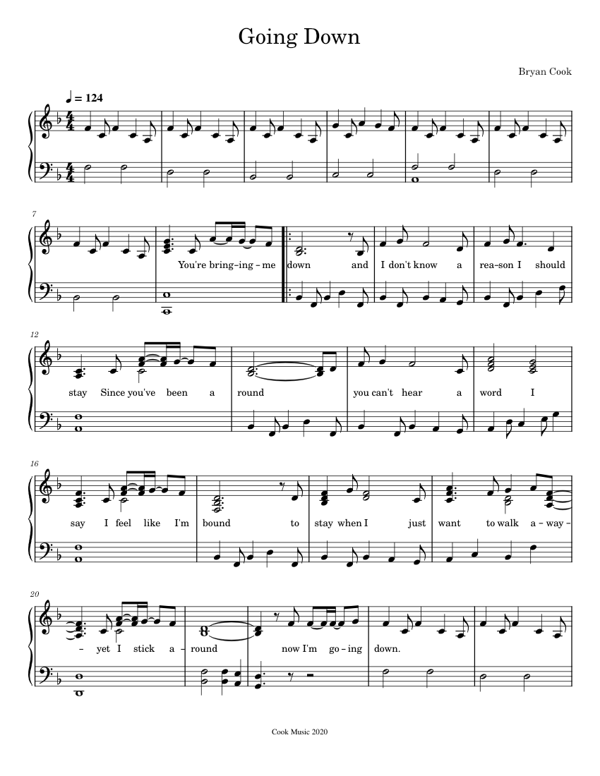 Going Down Sheet Music for Piano (Solo) Easy | MuseScore.com