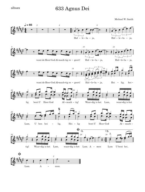 Agnus Dei – Michael W. Smith 633 Agnus Dei voor altsax
