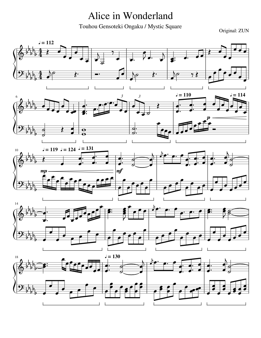 ジークフリート・マトゥス Klavierkonzert スコアー Alice in Wonderland - Touhou Gensoteki Ongaku / Mystic