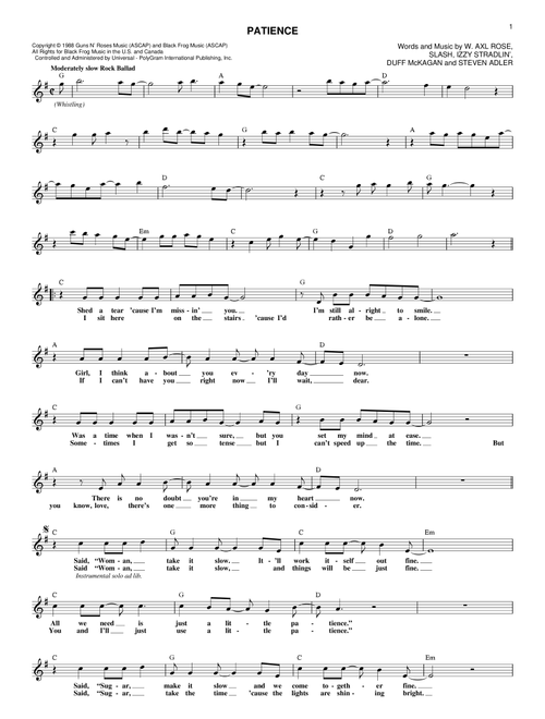 Patience - Guns N' Roses (Lead Sheet - Fake Book)