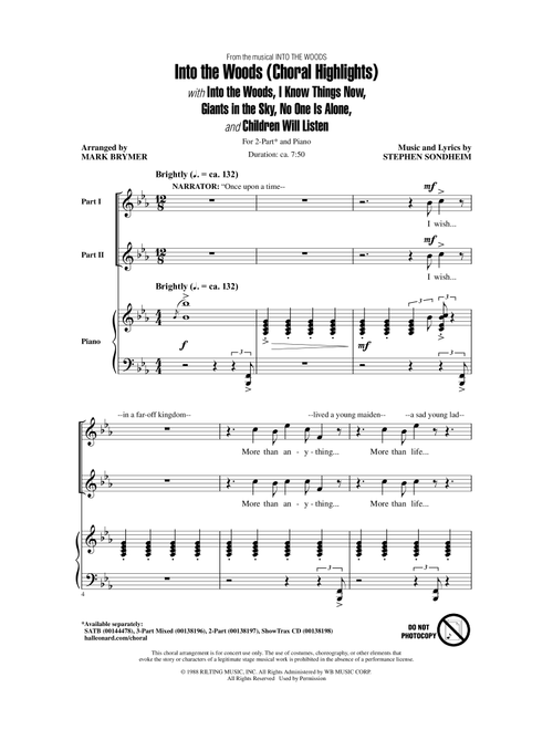 Into The Woods (Choral Highlights) (Arr. Mark Brymer) - Stephen Sondheim (Choral, 2-Part)