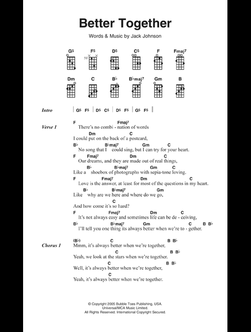 Better Together - Jack Johnson (Piano-Vocal-Guitar (Piano Accompaniment))