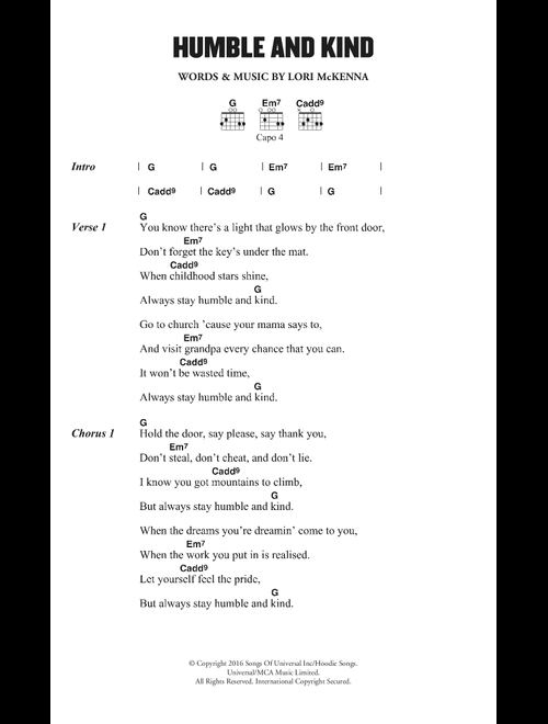 Humble and Kind - Tim McGraw (Guitar Chords-Lyrics)