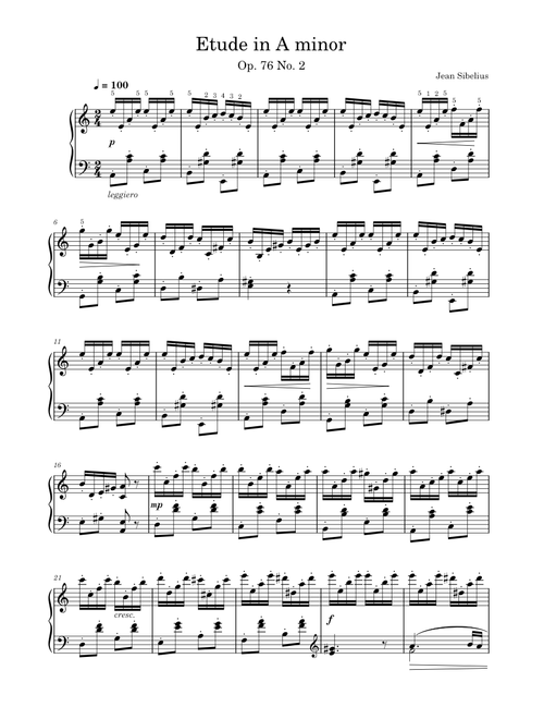 Etude Op. 76 No. 2 in A minor - Jean Sibelius