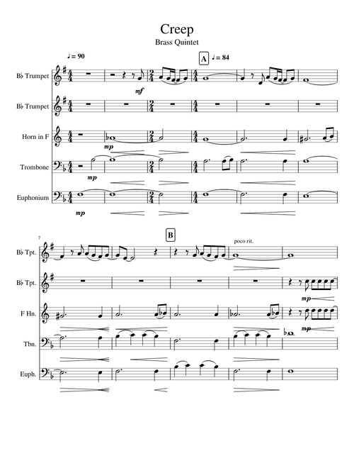 Creep- 2011 Bluecoats for Brass Quintet