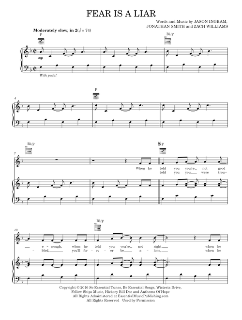 Fear is a liar - Zach Williams (Piano-Vocal-Guitar)