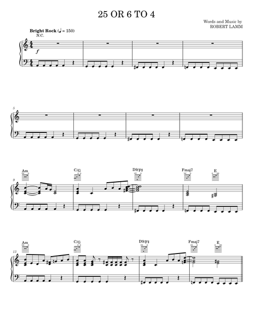 25 or 6 to 4 - Chicago (Piano-Vocal-Guitar)