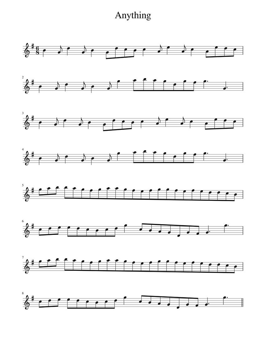 Anything Sheet music for Piano (Solo) Easy | Musescore.com