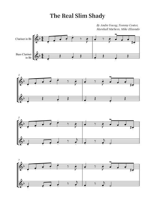 The Real Slim Shady (Arr. Wesley S. SIlva) - Eminem (Clarinet Duet)