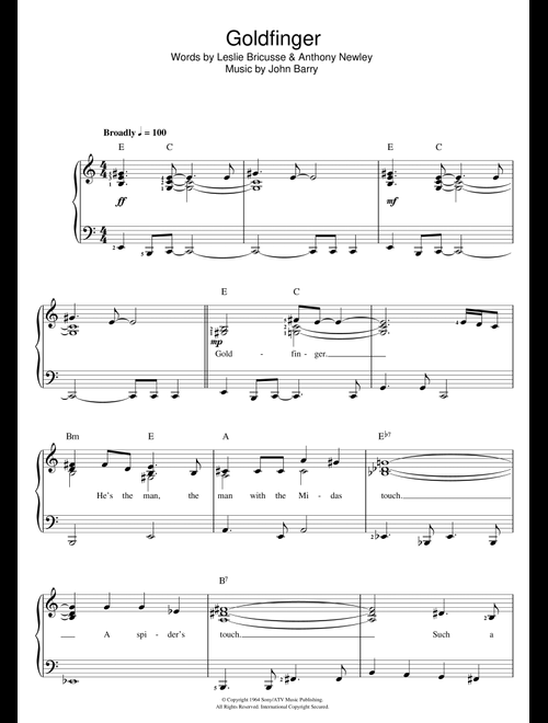 Goldfinger - Shirley Bassey (Piano Vocal)