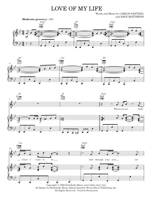 Love Of My Life (feat. Dave Matthews) - Dave Matthews, Santana (Piano-Vocal-Guitar)