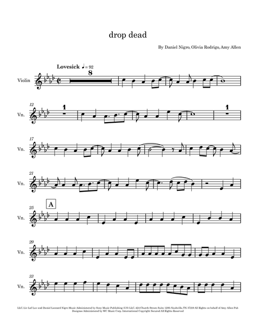 Drop Dead (Arr. Elishiya Crain-Keddie) - Olivia Rodrigo (Violin Solo)