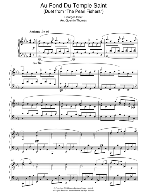 Au Fond Du Temple Saint - Georges Bizet (Piano Solo)