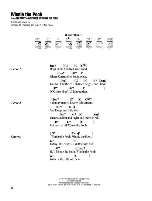 Winnie The Pooh (from The Many Adventures Of Winnie The Pooh) - Sherman Brothers (Guitar Chords-Lyrics)