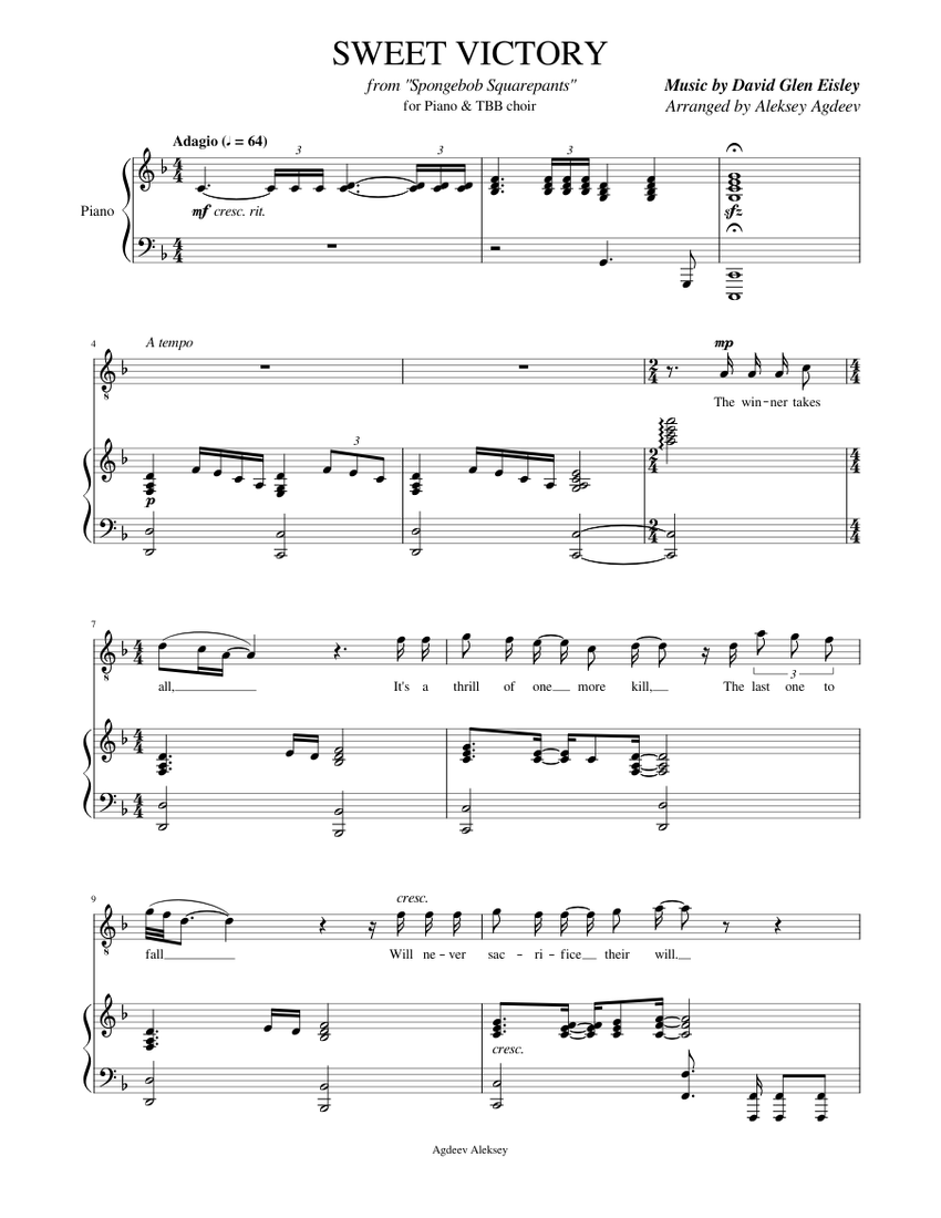 Sweet Sheet music for Piano, Bass voice (Mixed Quintet) Musescore.com