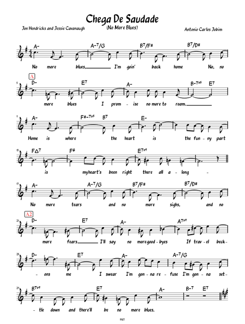 Chega De Saudade (Lead sheet with lyrics )