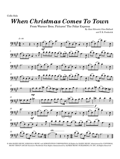 When Christmas Comes To Town (Arr. P. R. Frederick) - Andrea Bocelli (Cello Solo)